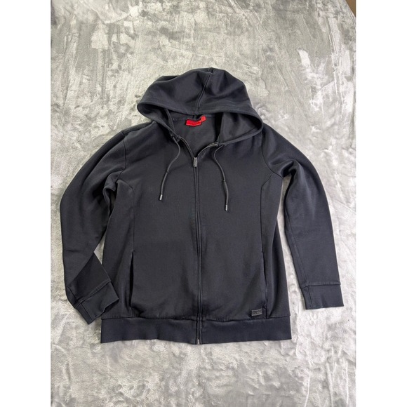 Hugo Boss Other - Hugo Daple Men's Full Zip Hoodie Black Cotton Blend Sweatshirt Size L Used
